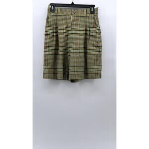 HIRSCH Women's Vintage Yellow Plaid 80's High-Rise Loose-Fit Shorts SZ 6
